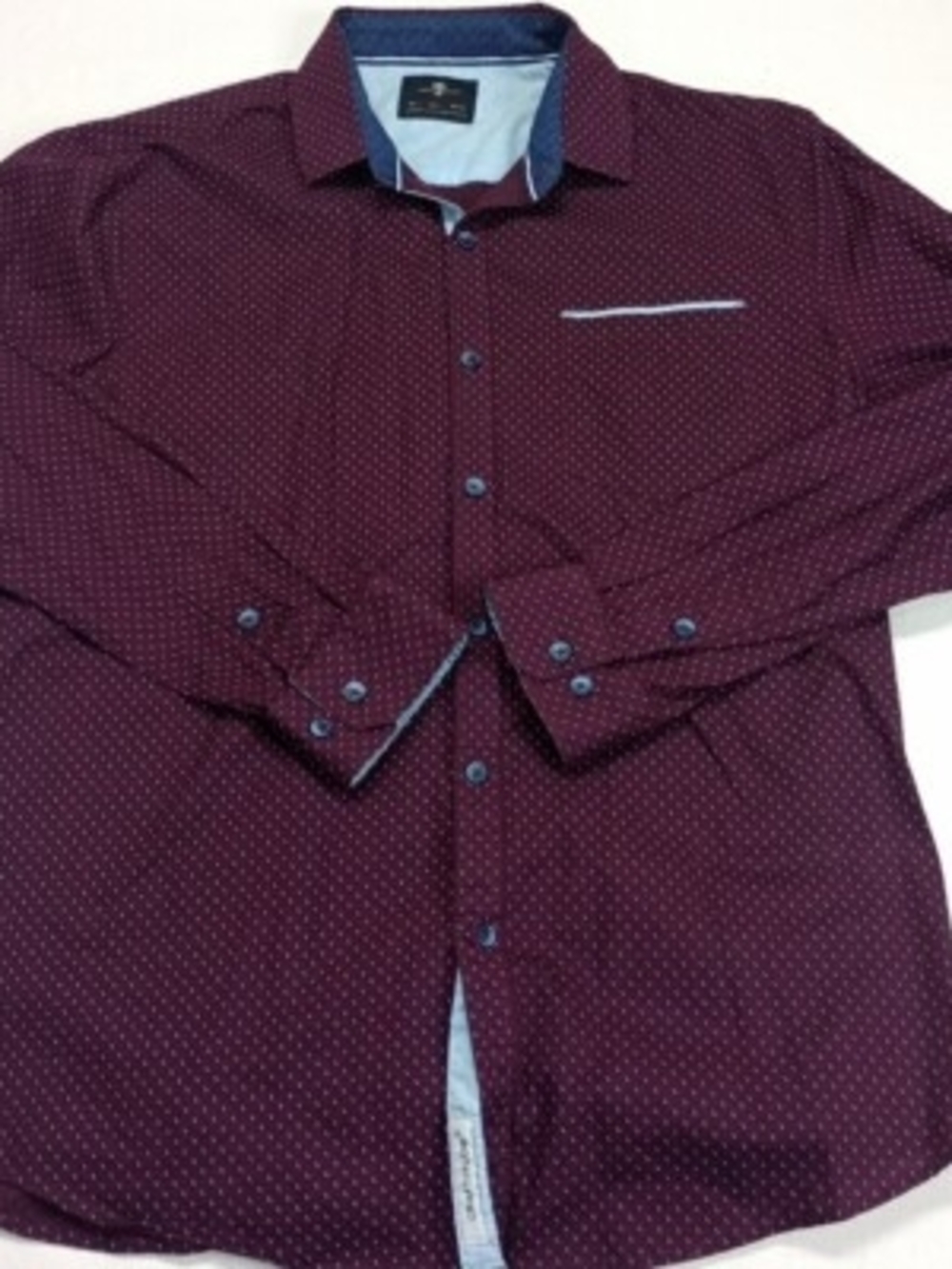 Craft Burgundy Microdot Button-Down Shirt with Contrast Trim, Size M